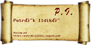 Petrák Ildikó névjegykártya